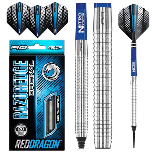 RED DRAGON Razor Edge Original 18 Gramm Softip Dartpfeile Tungsten Profi Steel Darts mit Flights und Schäfte von RED DRAGON