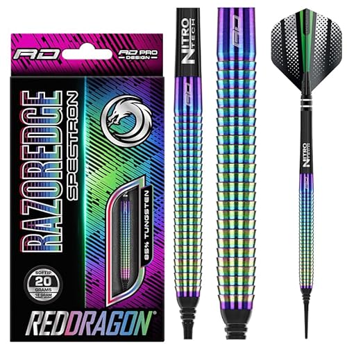 RED DRAGON Razor Edge Spectron 18 Gramm Softip Tungsten Darts mit Flights und Stielen von RED DRAGON