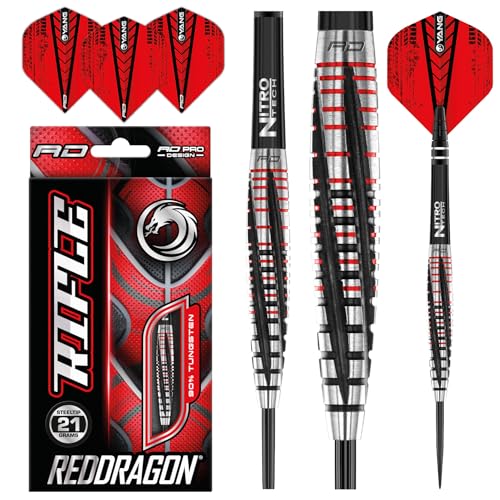 RED DRAGON Rifle 21 Gramm Premium Wolfram Steeltip Dart Set mit Flights und Schäften von RED DRAGON