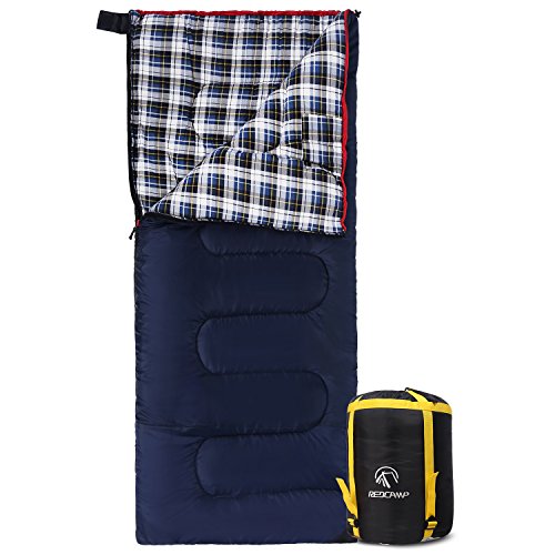 REDCAMP Cotton Flannel Sleeping Bag for Camping, 41F/5C Cold Weather Warm and Comfortable, Envelope Blue 4lbs(75"x33") von REDCAMP