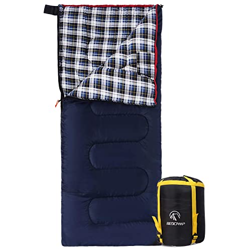 REDCAMP Baumwollschlafsack für Erwachsene, Flanell, kompakter Schlafsack für Camping, Angeln, 3–4 Jahreszeiten, wetterfest, Winter, 1,8 kg von REDCAMP