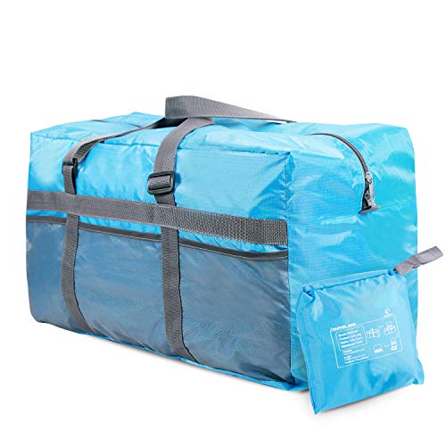 REDCAMP Faltbare Reisetasche, 75L/96L/100L Große Sporttasche, Packable Duffle Bag, Leicht Wasserdicht Seesack, 75L-Blau (Braun) - rc17104 von REDCAMP