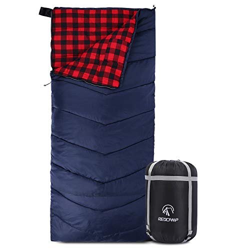 REDCAMP Schlafsack mit Baumwollfutter, für Erwachsene, Flanell, kompakt, für Camping, Angeln, 3-4 Jahreszeiten, für kaltes Wetter, Winter, 1,4 kg, rot von REDCAMP