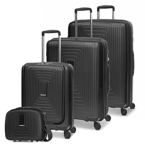 REDOLZ Hartschalen Koffer-Set-4-teilig | S 55 cm (mit Laptopfach) + M 66 cm + L 77 cm + Beauty-Case | alle Koffer 5 cm Dehnfalte | leichte 3,2 kg / 3,7 kg / 4,4 kg / 1,1 kg (Essentials 14) von REDOLZ