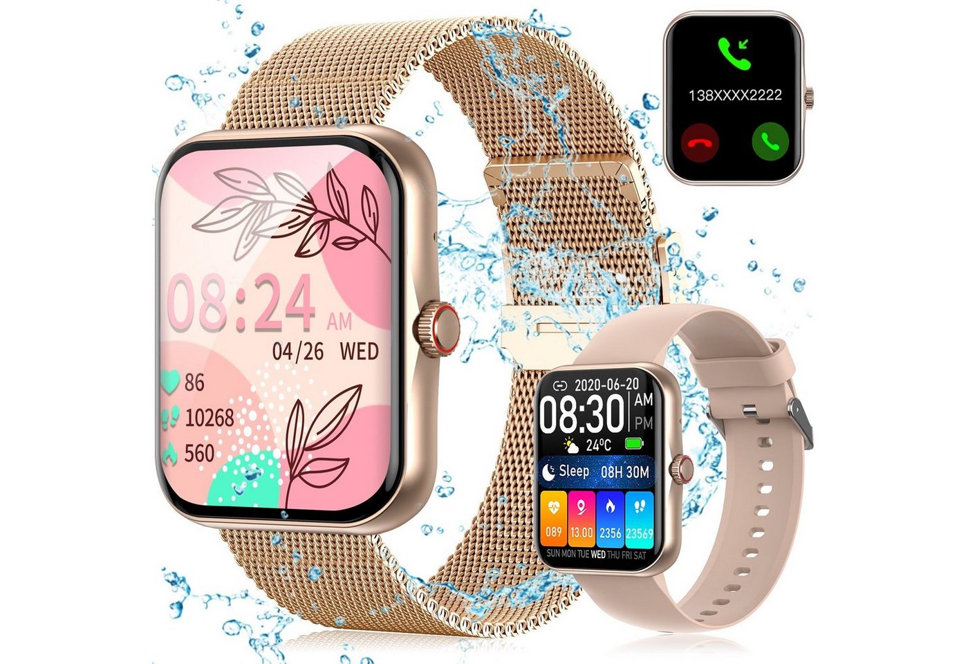 REDOM Damen Herren Fitness Uhr Uhren Tracker Smart Watch Sportuhr Armbanduhr Smartwatch (1,83 Zoll) Fitnessuhr mit Telefonfunktion, Touchscreen, für iOS/Android, WhatsApp, CO-FIT cm/1.83 Zoll, mit Anrufe Pulsmesser Schrittzähler Schlafmonitor Aktivitätstracker von REDOM