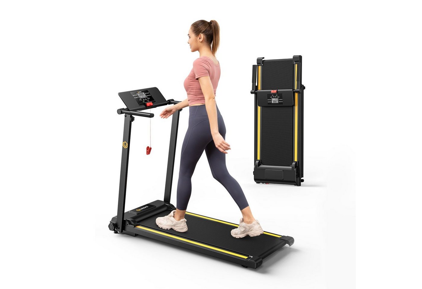 REDOM Laufband Profi Elektrisches Laufband Fitness Treadmill Sports Zuhause 1-10 km/h (Trainingspfade klappbar und kompakt verstaubar, Halterung für Handy und Pad, mit 12 Programs, UREVO), Walking pad für Zu hause von REDOM