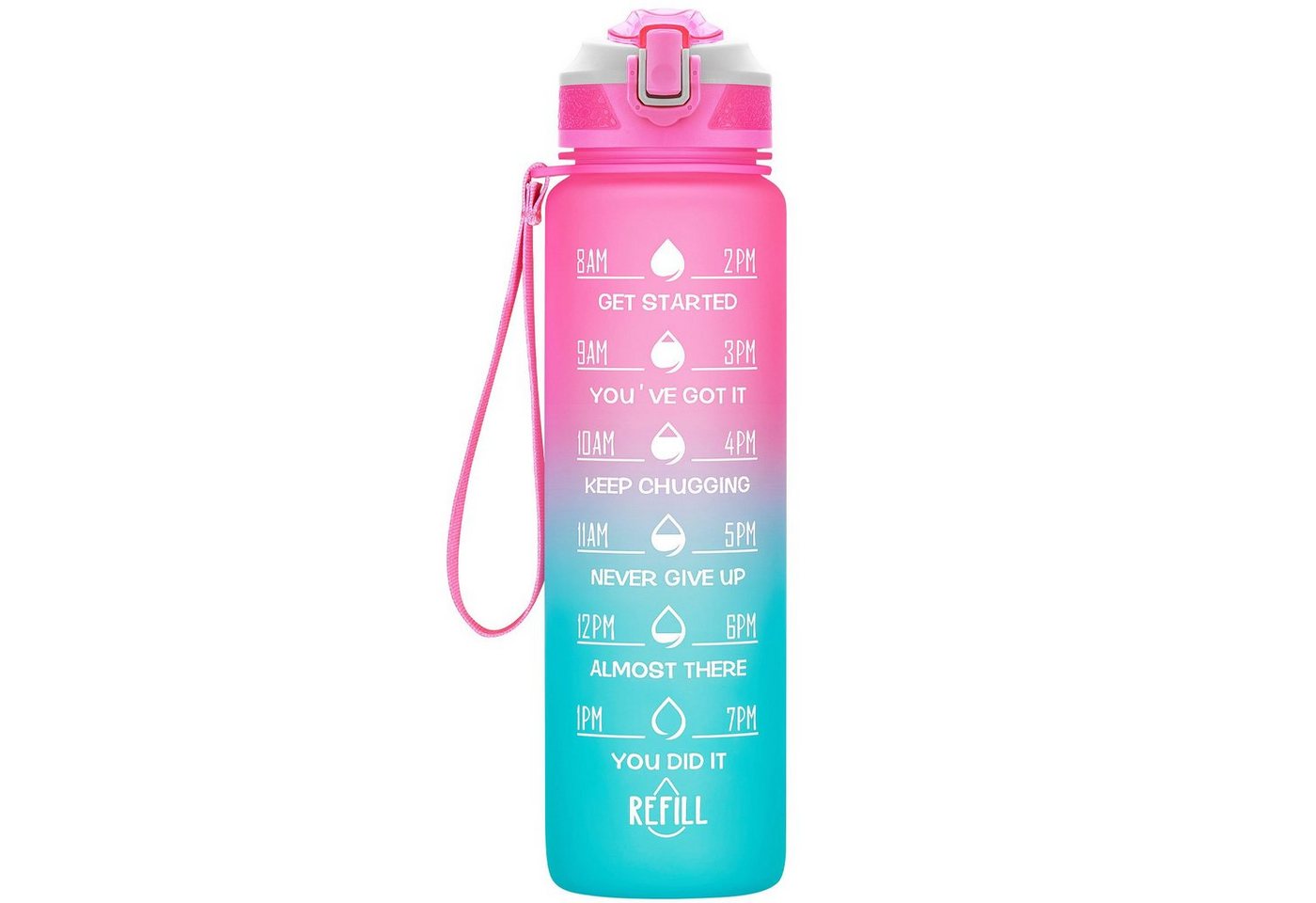 REDOM Trinkflasche Sport Wasserflasche Auslaufsicher Sportflasche 1 Liter BPA-Frei 1L, Zeitmarkierung und Strohhalm Fitness Outdoor Camping Fahrrad Wandern von REDOM