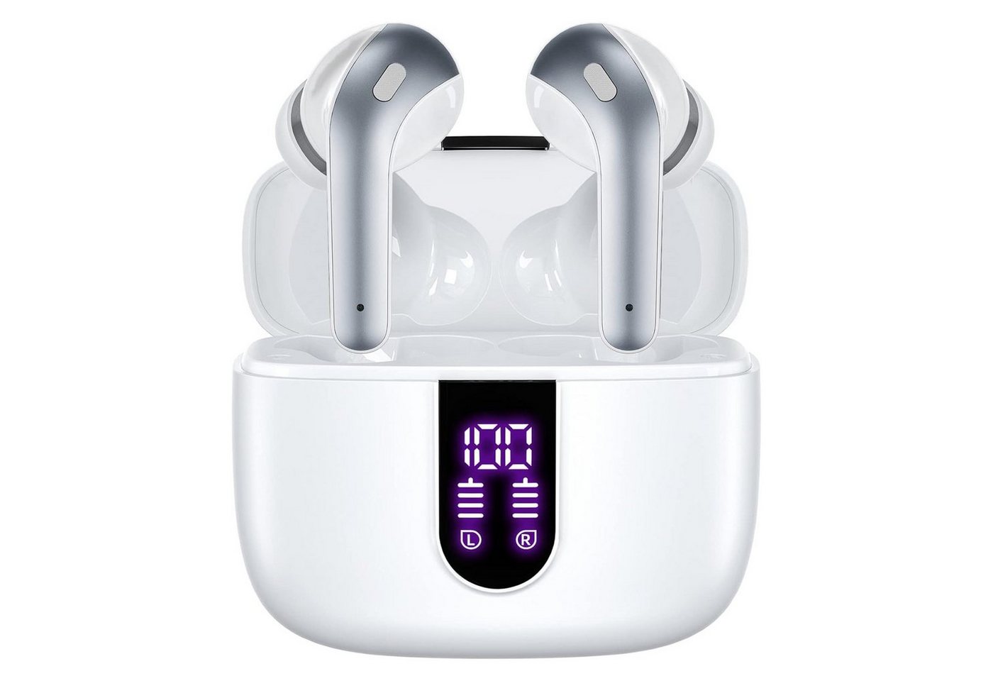 REDOM Wireless Kopfhörer Headset Ohrhörer Earbuds Bluetooth HiFi Stereo Bluetooth-Kopfhörer (Lärmreduzierung, Bluetooth 5.3, Ladeetui mit LED Anzeige, Touch, Wasserdicht, kabelos, Geräuschisolierung) von REDOM