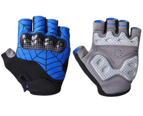 REEKOS Radsporthandschuhe Fahrradhandschuhe Halbfinger-Handschuhe, Gewichtheben, Halbfinger-Motorrad-Handschuhe Für Herren Und Damen Radhandschuhe Sporthandschuhe(Color:Blue,Size:L) von REEKOS