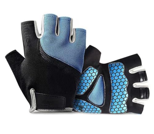 REEKOS Radsporthandschuhe Fahrradhandschuhe Halbfinger-Handschuhe, Gewichtheben, Sport, Handgelenkstütze, Trainingshandschuhe Radhandschuhe Sporthandschuhe (Color : Blue, Size : XL) von REEKOS