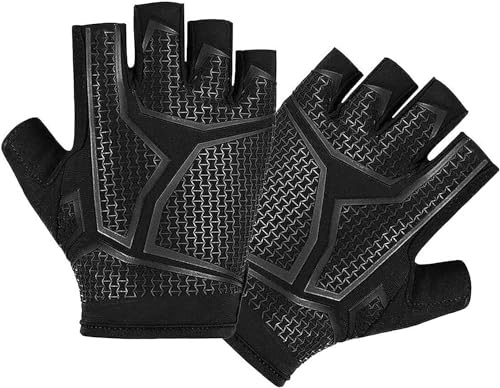REEKOS Radsporthandschuhe Fahrradhandschuhe Halbfinger-Handschuhe, Mountainbike-Handschuhe Für Herren Und Damen Radhandschuhe Sporthandschuhe (Color : Svart, Size : XL) von REEKOS