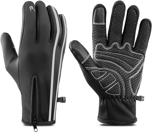 REEKOS Radsporthandschuhe Fahrradhandschuhe Handschuh Reflektierende Sport Thermo-Fleece-Handschuhe Touchscreen Outdoor-Skifahren Radhandschuhe Sporthandschuhe (Color : Svart, Size : M) von REEKOS