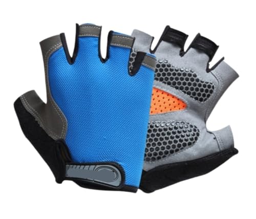 REEKOS Radsporthandschuhe Fahrradhandschuhe Handschuhe Für Herren, Fahrradhandschuhe, Mountainbike-Fahrradhandschuhe, Gepolstert, Halbfinger Radhandschuhe Sporthandschuhe (Color : Blue, Size : L) von REEKOS