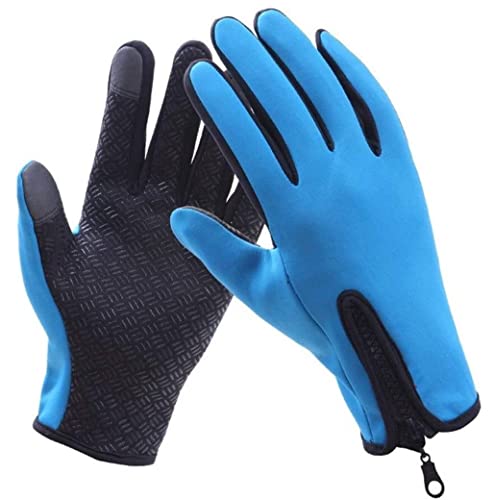 REEKOS Radsporthandschuhe Fahrradhandschuhe Winddichte Winter Warme Handschuhe Herren Skihandschuhe Motorradfahren Touchscreen Radhandschuhe Sporthandschuhe (Color : Blue, Size : L) von REEKOS
