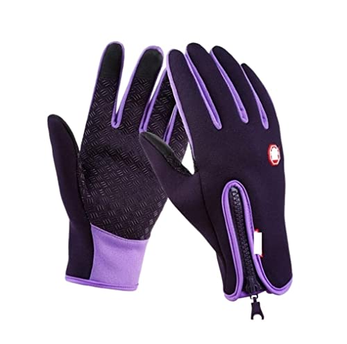 REEKOS Radsporthandschuhe Fahrradhandschuhe Winddichte Winter Warme Handschuhe Herren Skihandschuhe Motorradfahren Touchscreen Radhandschuhe Sporthandschuhe (Color : Purple, Size : S) von REEKOS