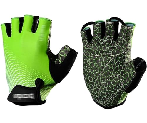 Radsporthandschuhe Fahrradhandschuhe Halbfinger-Handschuhe Für Gewichtheben, Buntes, Stoßdämpfendes Handflächenpolster Für Den Außenbereich Radhandschuhe Sporthandschuhe ( Color : Grün , Size : XL ) von REEKOS