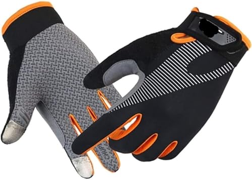 Radsporthandschuhe Fahrradhandschuhe Handschuhe Für Männer, Fahrradhandschuhe, Vollfinger-Touchscreen, Für Damen, Herren, Atmungsaktive Handschuhe Radhandschuhe Sporthandschuhe ( Color : Orange , Size von REEKOS