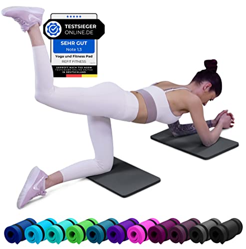 REFIT FITNESS 2er Set Yoga & Fitness Pad Comfort-Mini 25 x 61 x 1.5 cm PainProtect SmartCell NBR Yogamatte Klein Rutschfest Sportmatte Gymnastikmatte Matte Sport Gymnastik Knie Pads Grau Anthrazit von REFIT FITNESS