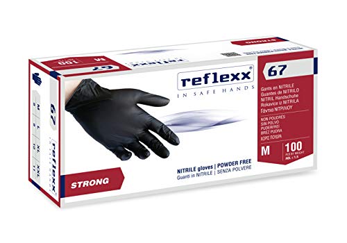 REFLEXX R67/L puderfrei Nitril Handschuhe Gr 5.5, Gr. Large, Schwarz (100 Stück) von REFLEXX