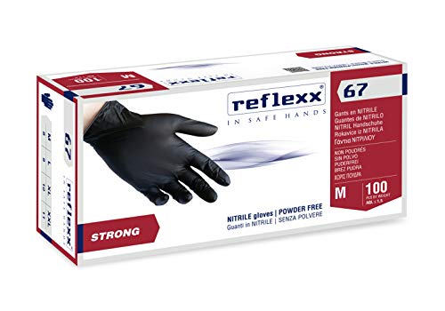 REFLEXX R67/XL puderfrei Nitril Handschuhe Gr 5.5, Gr. X-Large, Schwarz (100 Stück) von REFLEXX