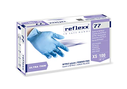 REFLEXX R77100/L puderfrei Nitril Handschuhe Gr 3.0, Größe L, hellblau (100 Stück) von REFLEXX