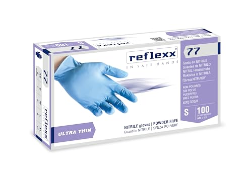 REFLEXX R77100/S puderfrei Nitril Handschuhe Gr 3.0, Gr., Blau (100 Stück) von REFLEXX