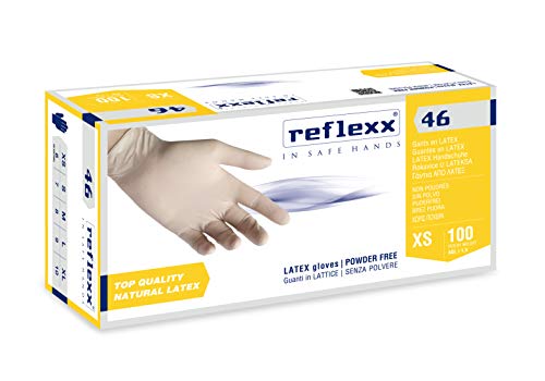 Reflexx R46, Handschuhe Latex puderfrei, Größe M, Bernsteinfarben, 100 Stück von REFLEXX