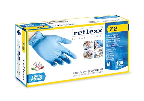 Reflexx R72, puderfreie Nitrilhandschuhe, M, hellblau, 100 von REFLEXX