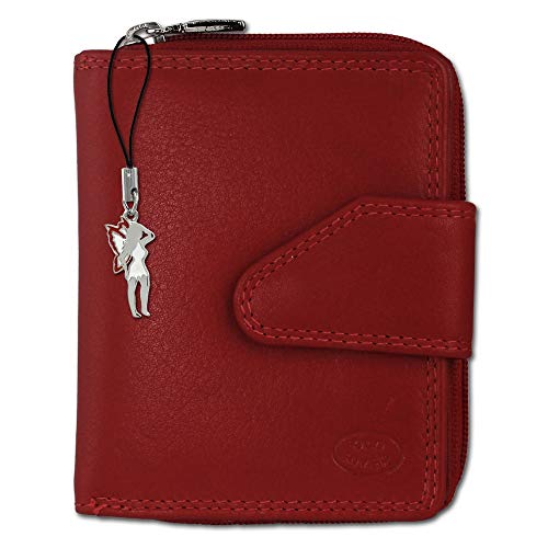 Old River Damen Brieftasche Portemonnaie Geldbörse rot Leder 9x2,5x10cm OPD104R Leder Portemonnaie von DrachenLeder
