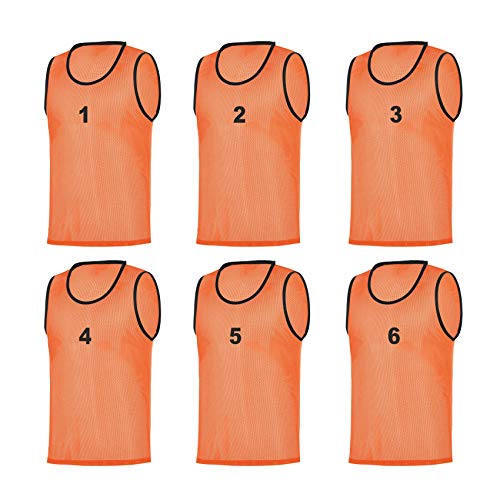 RHINOS sports 6 Leibchen nummeriert 1-6, Größe:M, Farbe:orange von RHINOS sports