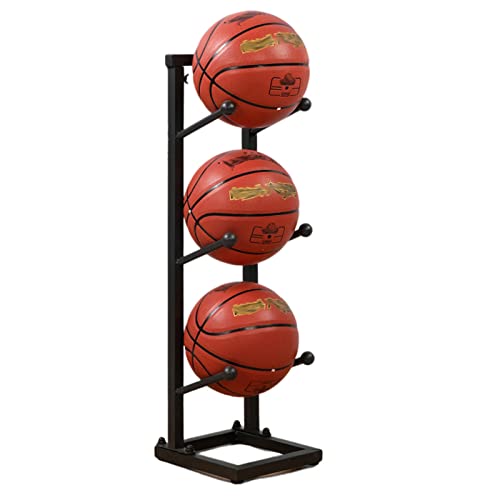 Ball-Aufbewahrungsregal, 3/4/5-stöckige Sportausrüstung, Basketball Fußball-Halter, rutschfeste Oberfläche, Robuste Struktur, Platzsparend, Leicht Zu Tragen (Color : Black, Size : 60 * 23 * 26cm) von RIFWOVE