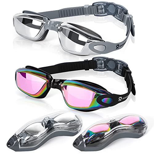 RIOROO Schwimmbrille, Schwimmbrille für Herren und Damen mit Breiten Gläsern, UV-Schutz, Blendfreie Schwimmbrille mit Gratis Schutz Fall für Triathlon-Schwimmbrillen Andere Sommersportarten von RIOROO
