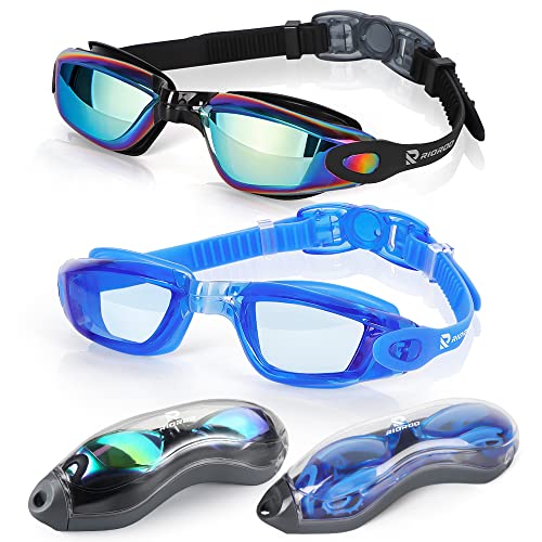 RIOROO Schwimmbrille，Schwimmbrille für Herren und Damen mit Breiten Gläsern, UV-Schutz, Blendfreie Schwimmbrille mit Gratis Schutz Fall für Triathlon-Schwimmbrillen Andere Sommersportarten von RIOROO