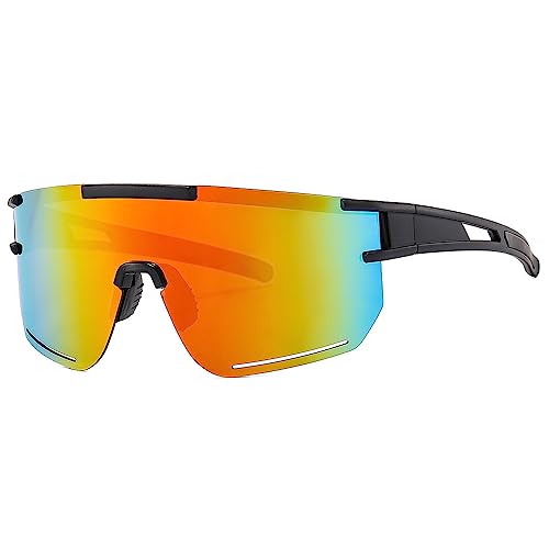 RISAKOGO Schnelle Brille- Sonnenbrille Herren Damen UV400 Sportbrillen Fahrrad Brille Rave Brille für das Reiten, Ski und Angeln im Fallschirmspringen von RISAKOGO