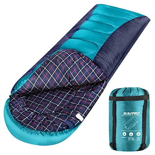 RISEPRO Schlafsack Leicht, tragbar, wasserdicht 3-4 Jahreszeiten für warmes kaltes Wetter Erwachsene, Kinder - drinnen, draußen, Camping, Backpacking, Wandern (Grün) von RISEPRO