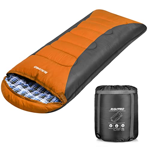 RISEPRO Schlafsack Leicht, tragbar, wasserdicht 3-4 Jahreszeiten für warmes kaltes Wetter Erwachsene, Kinder - drinnen, draußen, Camping, Backpacking, Wandern RB8732-BLK von RISEPRO