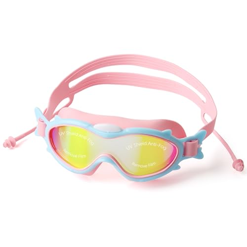 RISVOWO Taucherbrille Kinder Unisex für Kinder, Anti-Fog Schwimmbrille, Verstellbar Gurt Kinderschwimmbrille, UV-Schutz Weiche Silikon-Schwimmbrille für 3-14 Jahre alte Mädchen Jungen von RISVOWO