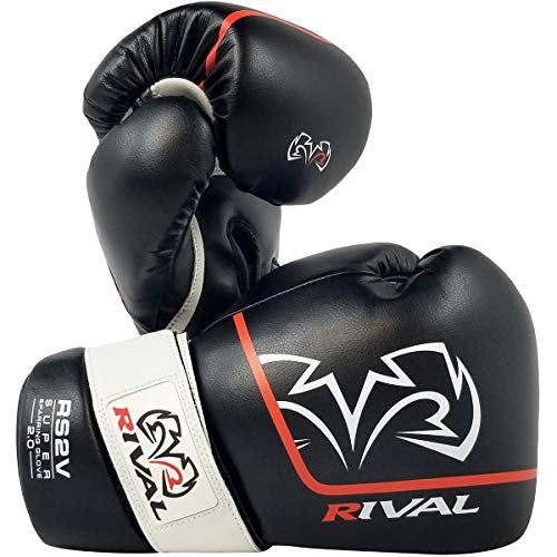 RIVAL Boxhandschuhe RS2V 2.0 Super Sparring – verwendet einen einzigen Riemen, Klettsystem anstelle von Schnürsenkeln, weiches Innenfutter, schwarz, 400 g von RIVAL