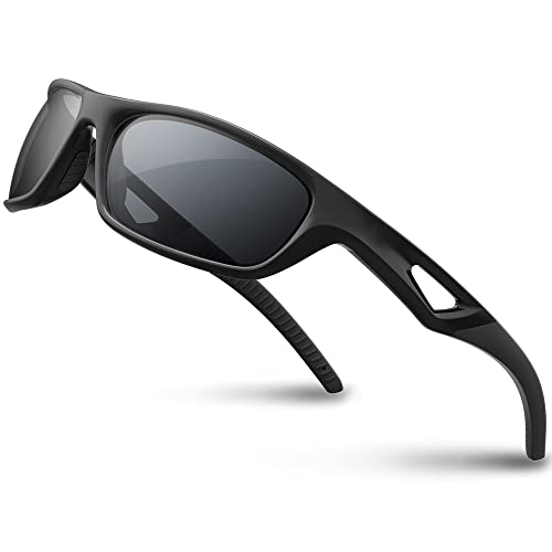 RIVBOS Polarisierte Sport-Sonnenbrille Driving shades For Men TR90 Unbreakable Frame RB831（voll schwarz） von RIVBOS