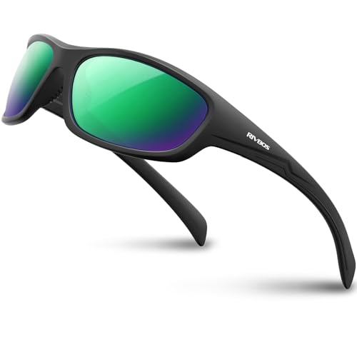 RIVBOS Sonnenbrillen Fahrradbrille Radsportbrillen Sportbrille für damen herren Polarisierte TR90 Superleichtes Unzerbrechlicher Rahmen UV400 Wandern Laufen Golfen und Fischen RB831(RB832) von RIVBOS