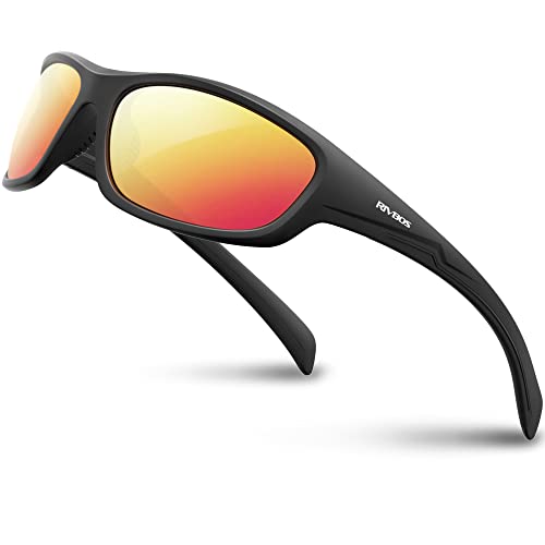 RIVBOS Sonnenbrillen Fahrradbrille Radsportbrillen Sportbrille für damen herren Polarisierte TR90 Superleichtes Unzerbrechlicher Rahmen UV400 Wandern Laufen Golfen und Fischen RB831(RB832) von RIVBOS