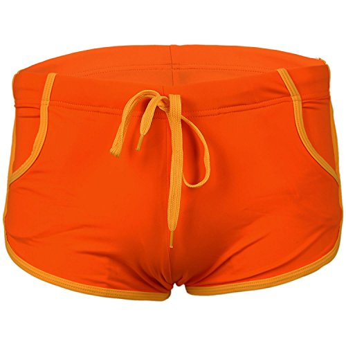 RIYAN Neu Cool Herren Bademode Hot Sexy Boxer Badehose Badeshorts Strandhose (Orange S) von RIYAN