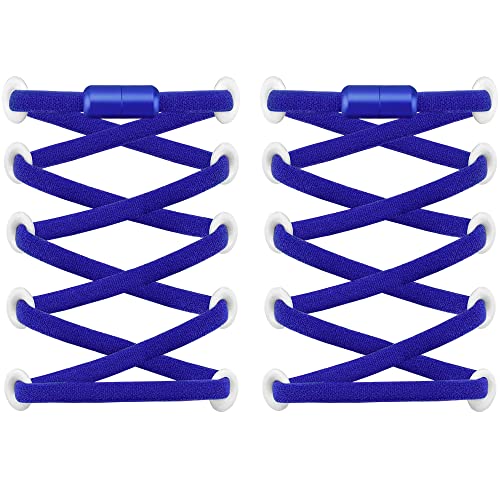 RJ-Sport (2 Paar Elastische Schnürsenkel mit Schnellverschluss - Schnellschnürsystem für Einzigartigen Komfort und Starken Halt - mit Metallkapseln ohne binden (Blau2) von RJ-Sport