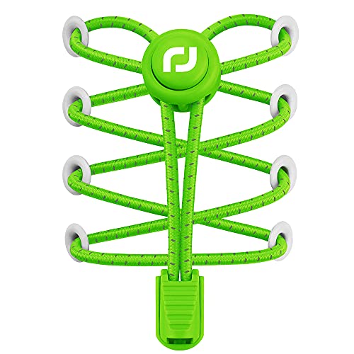 RJ-Sport Elastische Schnürsenkel mit Schnellverschluss – Schnellschnürsystem für einzigartigen Komfort, perfekten Sitz und starken Halt (Reflektierendes Grün) von RJ-Sport