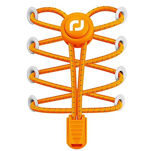 RJ-Sport Elastische Schnürsenkel mit Schnellverschluss – Schnellschnürsystem für einzigartigen Komfort, perfekten Sitz und starken Halt (Reflektierendes Orange) von RJ-Sport