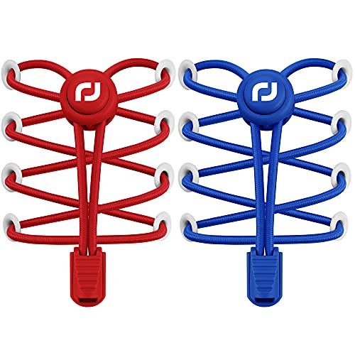 RJ-Sport Schnürsenkel-Elastische Schnürsenkel mit Schnellverschluss Schnürsenkel Schnellschnürsystem für Einzigartigen Komfort und Starken Halt(Rot + Blau) von RJ-Sport