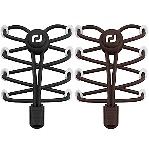 RJ-Sport Schnürsenkel-Elastische Schnürsenkel mit Schnellverschluss Schnürsenkel Schnellschnürsystem für Einzigartigen Komfort und Starken Halt(Schwarz + Braun) von RJ-Sport