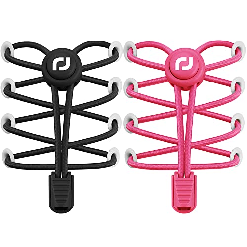 RJ-Sport Schnürsenkel-Elastische Schnürsenkel mit Schnellverschluss Schnürsenkel Schnellschnürsystem für Einzigartigen Komfort und Starken Halt(Schwarz + Pink) von RJ-Sport