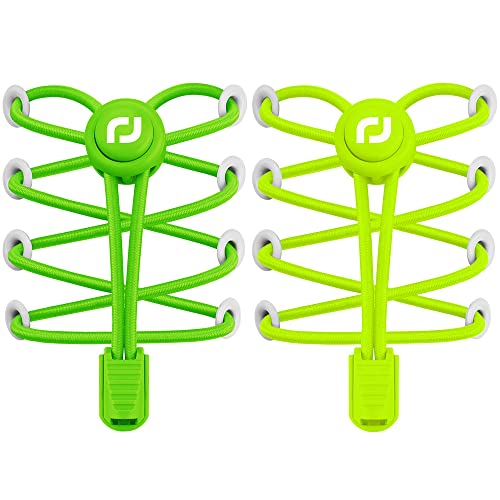 RJ-Sport Schnürsenkel-Elastische Schnürsenkel mit Schnellverschluss Schnürsenkel Schnellschnürsystem für Einzigartigen Komfort und Starken Halt (Grün + Gelb) von RJ-Sport
