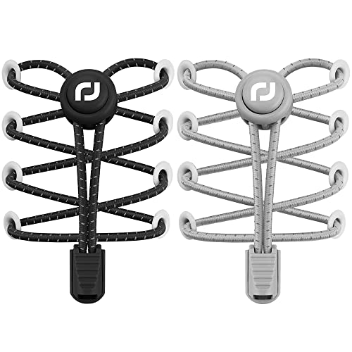 RJ-Sport Schnürsenkel-Elastische Schnürsenkel mit Schnellverschluss Schnürsenkel Schnellschnürsystem für Einzigartigen Komfort und Starken Halt (Reflektierendes Schwarz + Reflektierendes Grau) von RJ-Sport